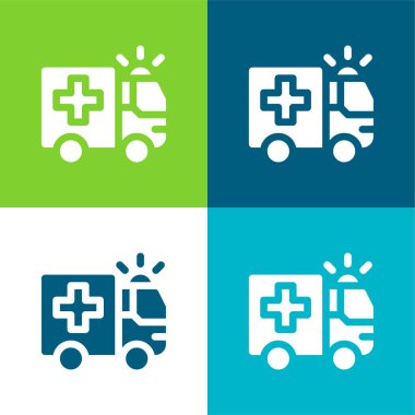 Ambulans Düz Renk en az simge seti