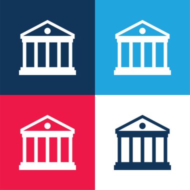 Mavi ve kırmızı dört renk minimal simge kümesi