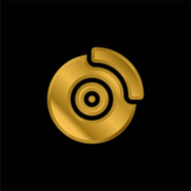 Fren Diski altın kaplamalı metalik simge veya logo vektörü
