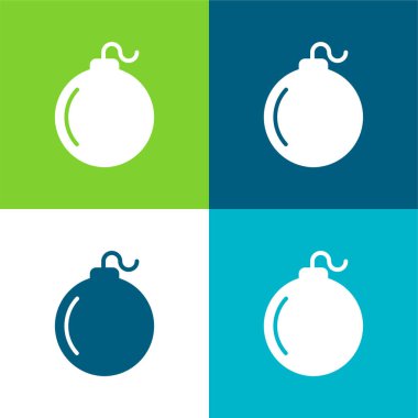 Bomba Düz 4 renk en küçük simge seti