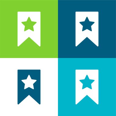 Yer imi Düz 4 renk minimal simgesi seti