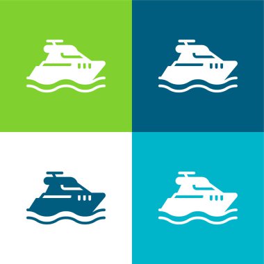 Boat Flat four color minimal icon set clipart