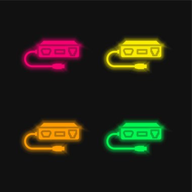 Adapter four color glowing neon vector icon clipart
