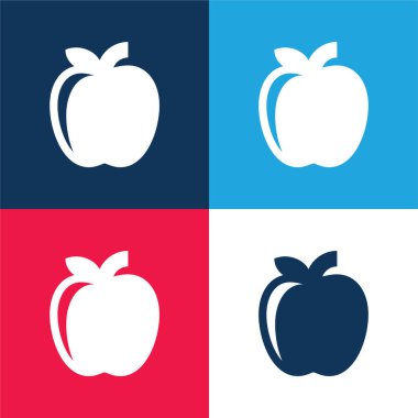 Elma mavisi ve kırmızı dört renk minimal simge kümesi