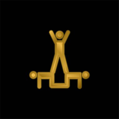 Acrobatics Acrobats Group Silhouette gold plated metalic icon or logo vector clipart