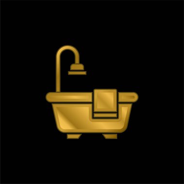 Küvet altın kaplama metalik simge veya logo vektörü