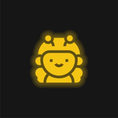 Bee yellow glowing neon icon clipart