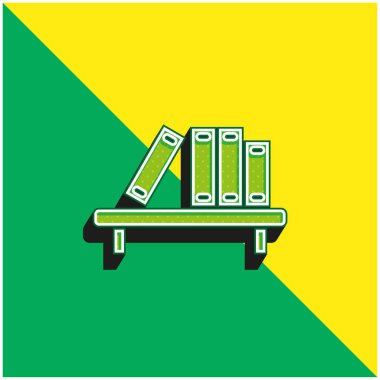 Kitap rafı yeşil ve sarı 3d vektör simgesi logosu