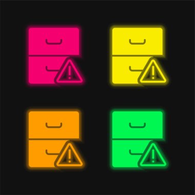 Parlayan dört renk neon vektör simgesini arşivle