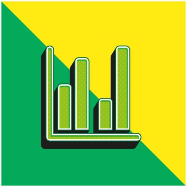 Çubuk Grafik Yeşil ve Sarı 3D vektör simgesi logosu
