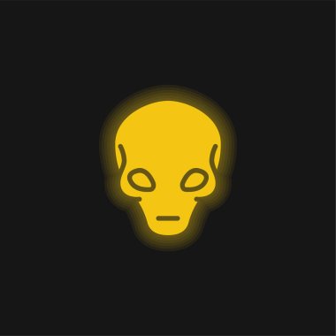 Alien yellow glowing neon icon clipart