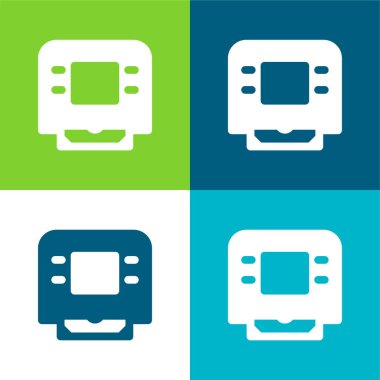 ATM MAchine Düz 4 renk minimal simgesi seti