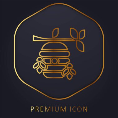 Arı kovanı altın çizgi prim logosu veya simgesi