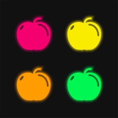 Apple dört renk parlayan neon vektör simgesi