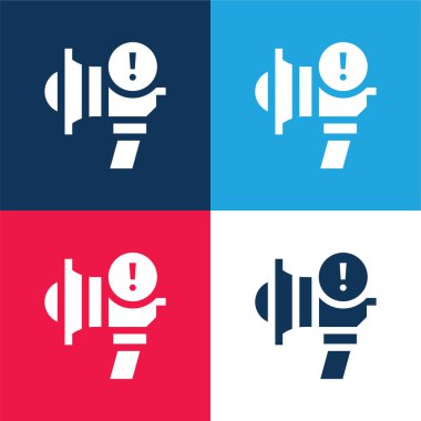 Uyarı mavi ve kırmızı dört renk en düşük simge kümesi