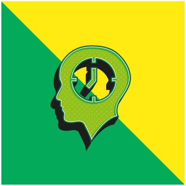 Kel Kafalı Saat Yeşil ve Sarı 3D vektör logosu