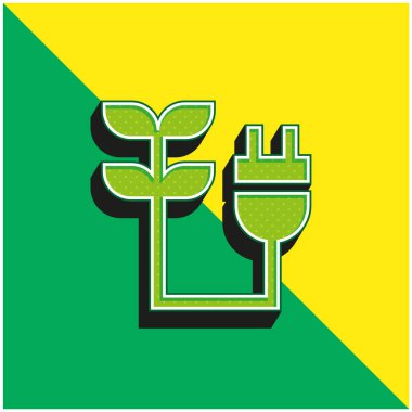 Biyoenerji Yeşil ve Sarı Modern 3D vektör simgesi logosu