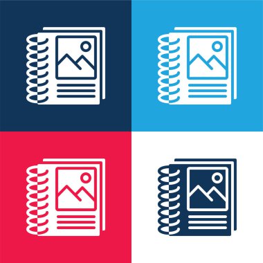 Binding blue and red four color minimal icon set clipart