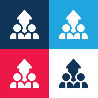 Yükselen mavi ve kırmızı dört renk en düşük simge kümesi