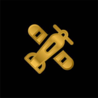 Uçak altın kaplama metalik simge veya logo vektörü