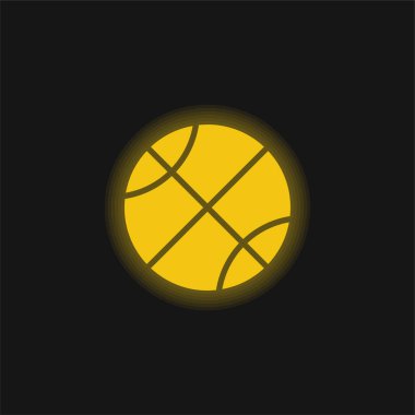 Basketbol sarı parlak neon simgesi