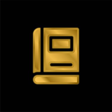 Kitap altın kaplamalı metalik simge veya logo vektörü