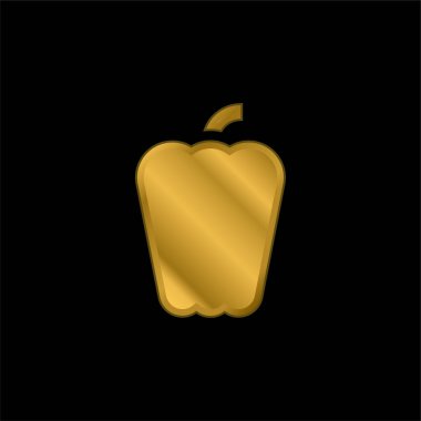 Bell Pepper altın kaplama metalik simge veya logo vektörü