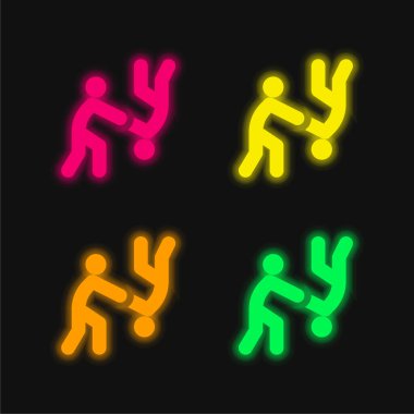 Aikido four color glowing neon vector icon clipart