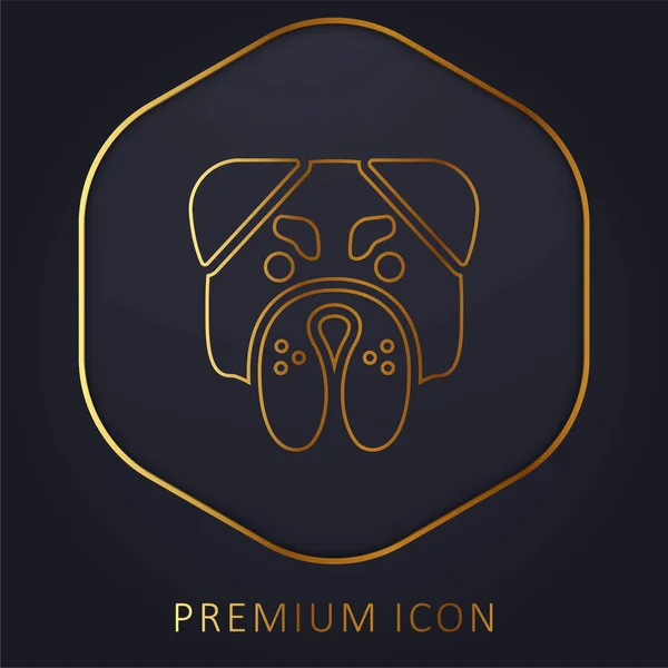 Cara Bulldog Enojado Logotipo Premium Línea Dorada Icono — Archivo Imágenes Vectoriales