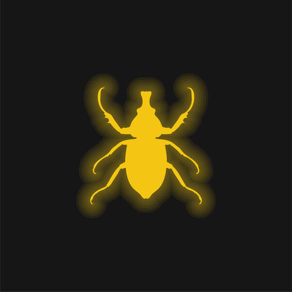 Animal Longhorned Insect Shape yellow glowing neon icon
