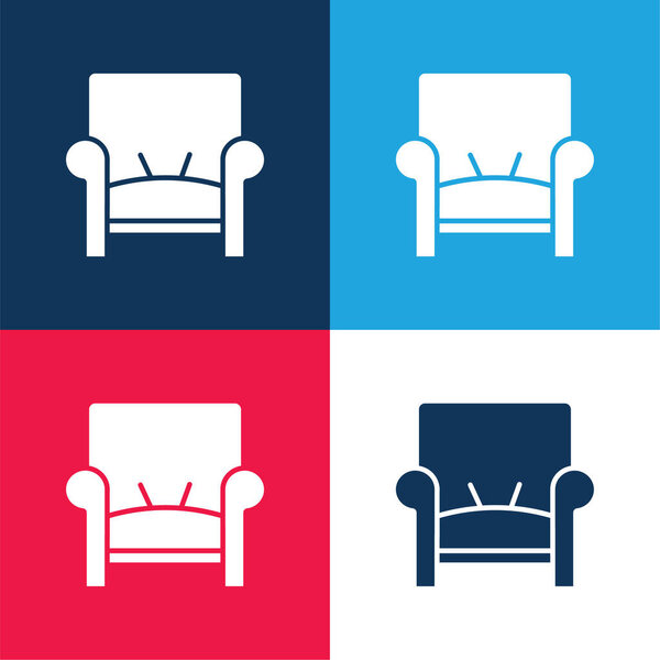 Armchair blue and red four color minimal icon set