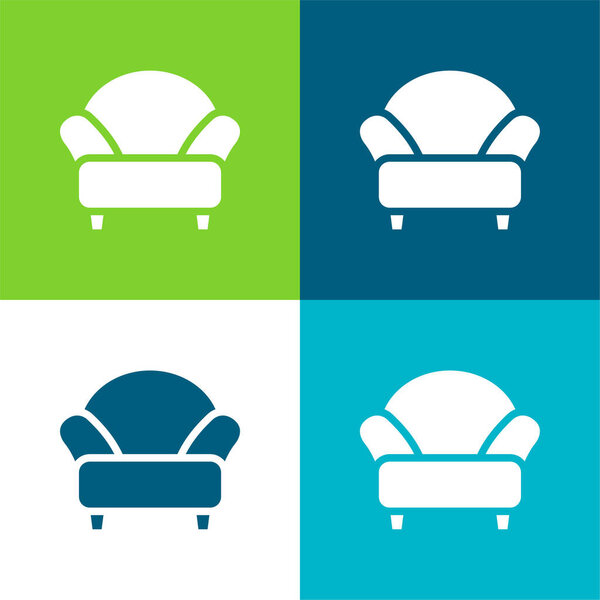 Armchair Flat four color minimal icon set