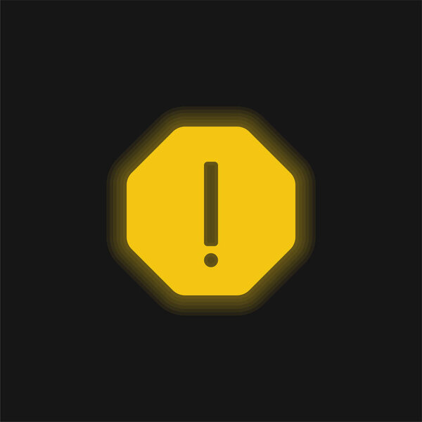 Attention yellow glowing neon icon