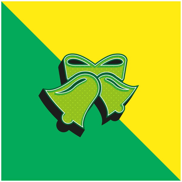 Колокола Зеленый и желтый современный 3D логотип векторной иконки