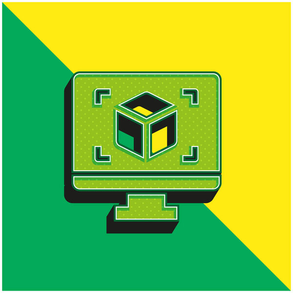 Зеленый и желтый современный трехмерный векторный логотип