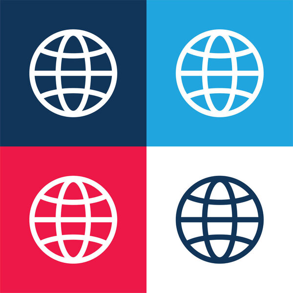Big Globe blue and red four color minimal icon set