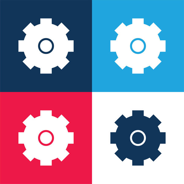 Big Cogwheel blue and red four color minimal icon set