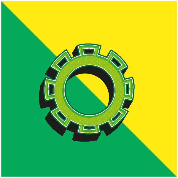 Знак отличия Колесо зеленое и желтый современный 3d векторный логотип