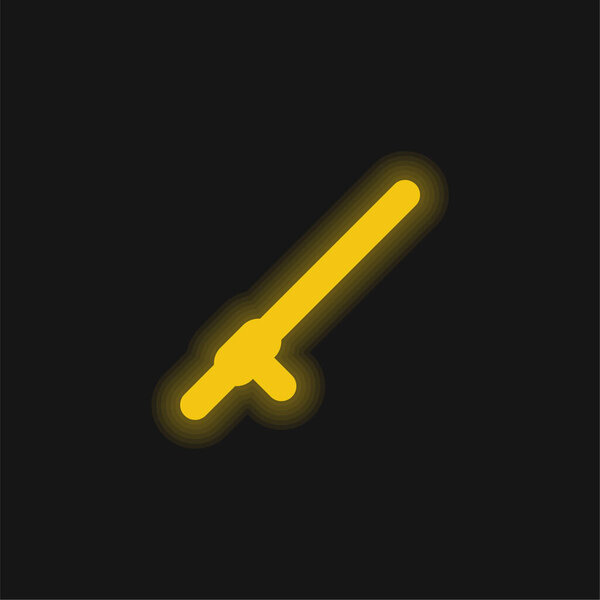 Baton yellow glowing neon icon