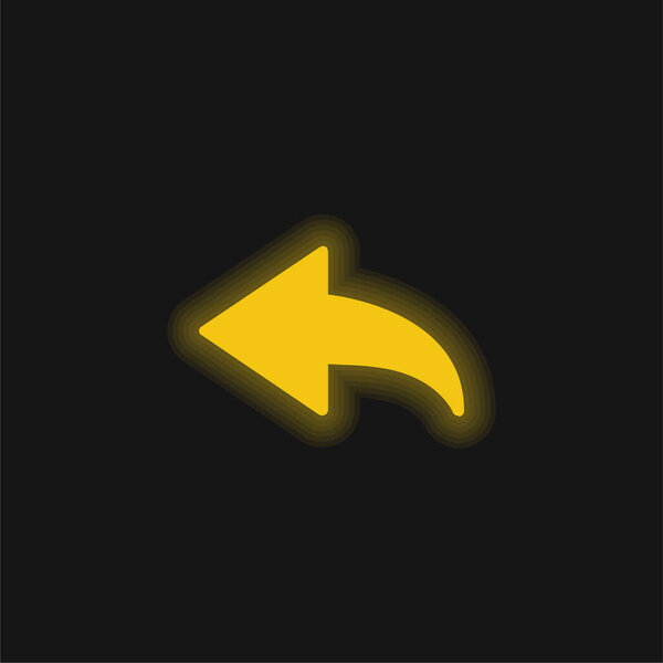 Back Arrow yellow glowing neon icon