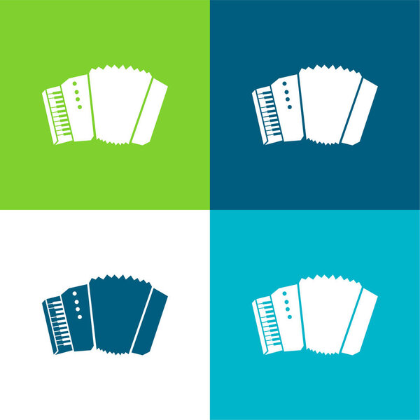 Accordion Silhouette With White Details Flat four color minimal icon set