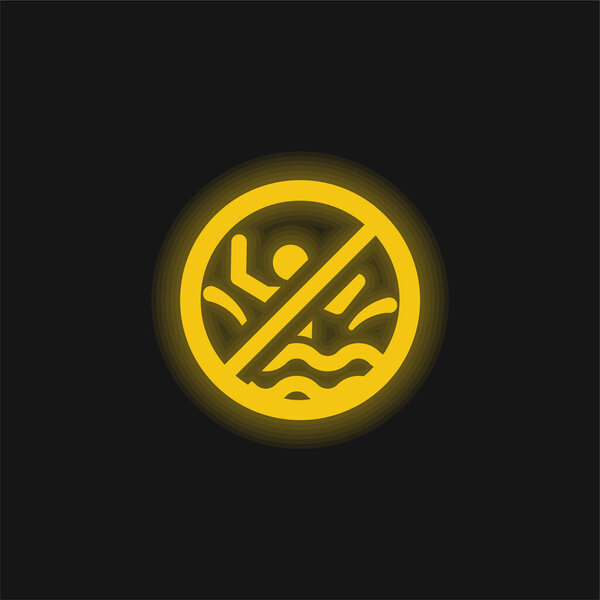 Бомбардировка жёлтой сияющей неоновой иконы