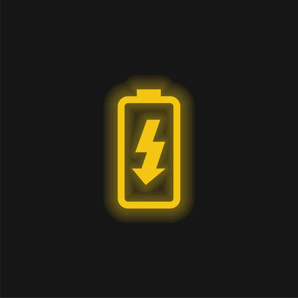 Carga Batería Amarillo Brillante Icono Neón — Vector de stock