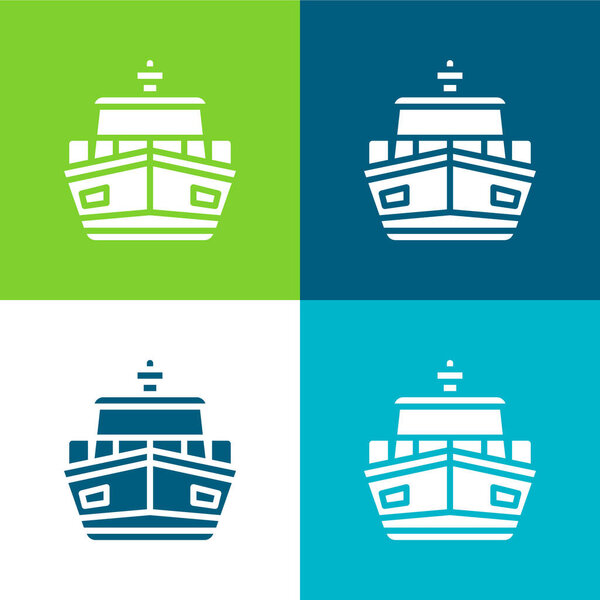 Boat Flat four color minimal icon set