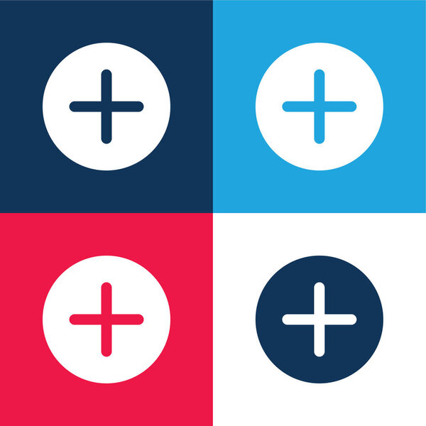 Add blue and red four color minimal icon set