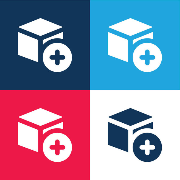 Add blue and red four color minimal icon set