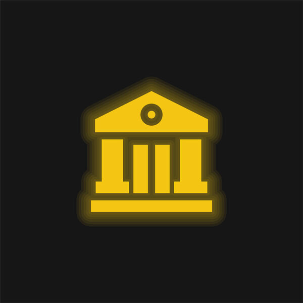 Bank yellow glowing neon icon