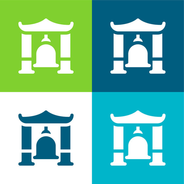 Bell Flat four color minimal icon set