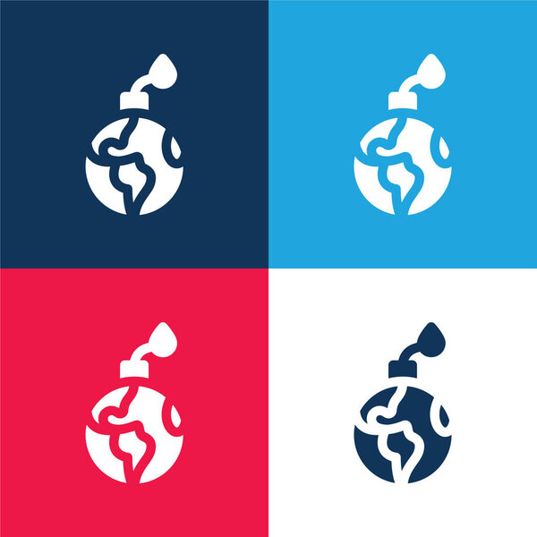 Бомба синий и красный четыре цвета минимальный набор значков