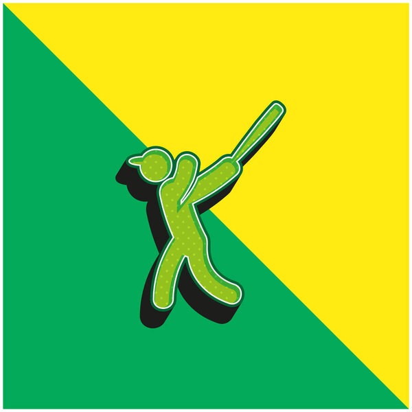 Baseball Player Green and yellow modern 3d vector icon logo